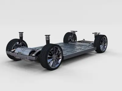 Tesla Model S 2016 Silver with interior and chassis model 3D model