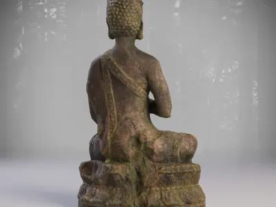 Old stone statue of Buddha Low-poly 3D model Free low-poly 3D model