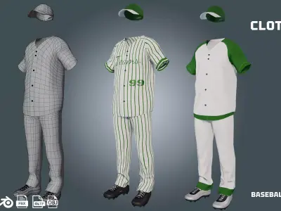 baseball jersey 1 - clothyfic outfit Low-poly 3D model