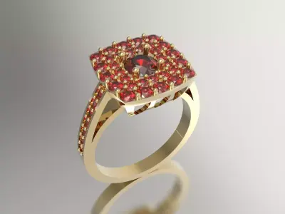 Exquisite Red Gemstone Engagement Ring Design jr00344 3D print model