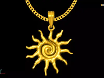 Sun pendant charms - one inch pendant  3D print model
