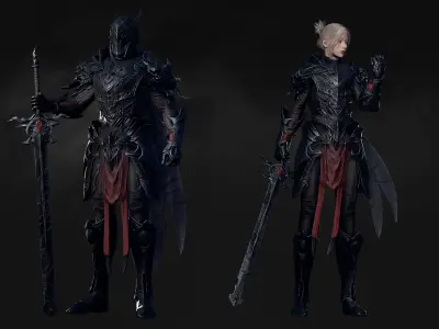 Death Knight - RPG Dark Fantasy Modular Female and Male Low-poly 3D model