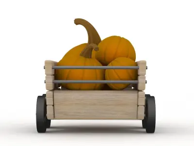 Thanksgiving Set pumpkin cart 3D model