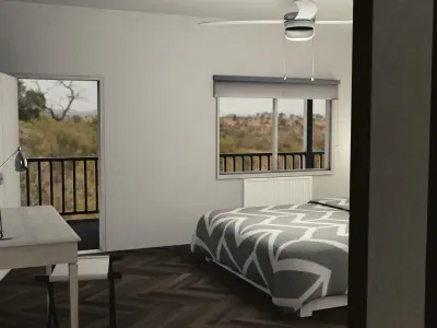 Motel with interior Low-poly 3D model