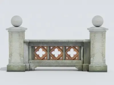 Balustrade stone railing 3D model
