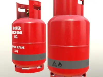 Gas Cylinder 11 kg Red - Clean and Dirty Low-poly 3D model