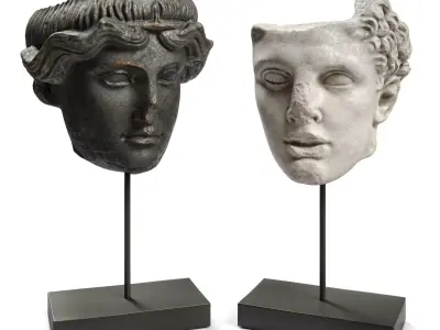 Hercules and Orpheus heads SCULPTURE Low-poly 3D model
