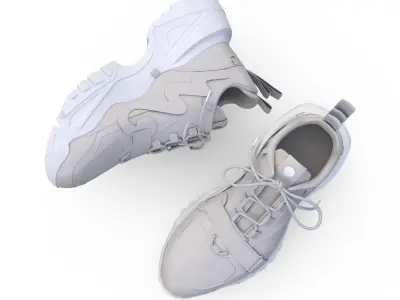 Sneakers Height Increasing White Black Autumn Chunky Shoes Low-poly 3D model