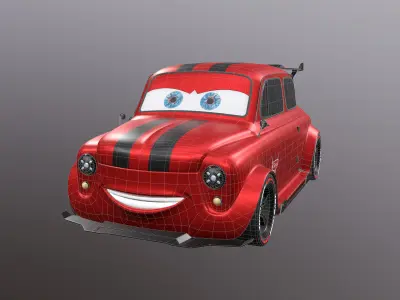 Zaporozhets 965  styled after the cartoon Cars Low-poly 3D model