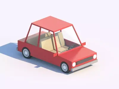 Cartoon Low Poly Car Sedan Low-poly 3D model