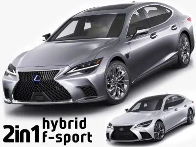 Lexus LS500 2021 hybrid and F-sport 3D model