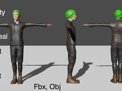 Stylized Boy Solider with 2 costumes and Animations Low-poly 3D model