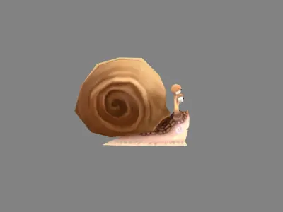 Cartoon brown snail  Low-poly 3D model