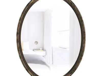 Oval Glass Wall Decor Mirror with Oil Rubbed Bronze Frame  3D model
