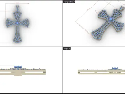 Diamond Cross Pendant Luxury Jewelry Necklace 3D print model
