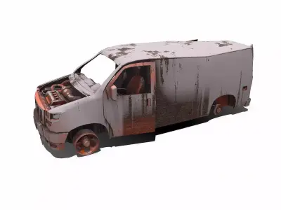 Wrecked Van Low-poly PBR Low-poly 3D model
