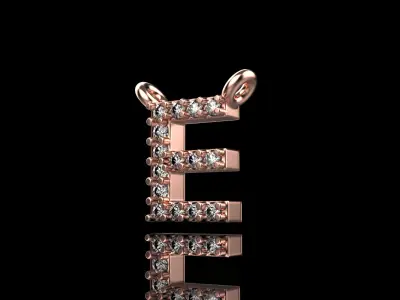 E initial pendant necklace  model 695 3D print model