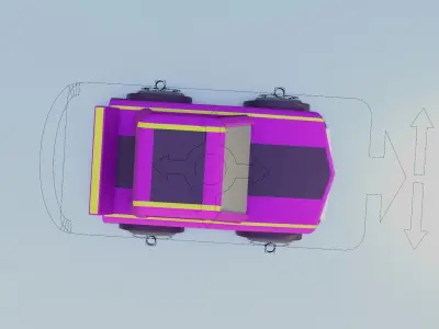 cartoon purpple car Low-poly 3D model