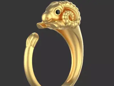 ram sheep ring Silver Gold  Print 3D print model