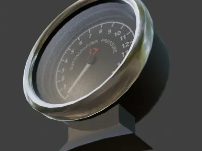 1960s Supercharger Boost Gauge Low-poly 3D model