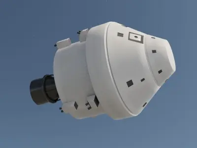 Spaceship spacecraft flying in sky Low-poly 3D model