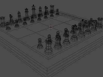 Classic Chess Set Low-poly 3D model