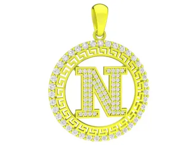 Luxury Diamond Initial N Pendant Necklace 3D Model 4252 3D print model