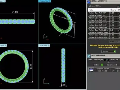 Luxury Diamond Eternity Ring CAD Design STL 3DM Files 3D print model
