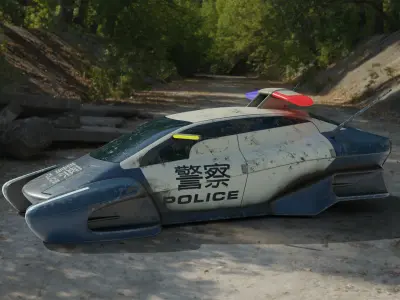 Futuristic police car Low-poly 3D model
