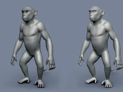 Monkey BaseMesh Low-poly 3D model