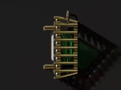 STL 3D Emerald jewelry pendant model jp0394 3D print model