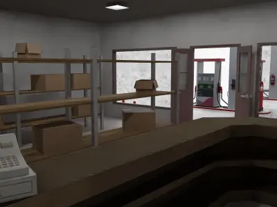 Gas Station 2 Low-poly 3D model