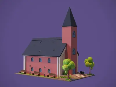 Church Low-poly 3D model 3