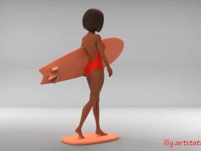 Surf girl 3D print model