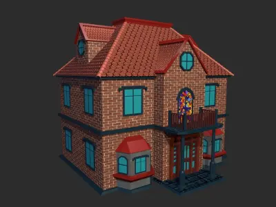 3D Stylized House Model for Game and Animation Low-poly 3D model