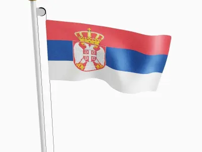 Flag of the Serbia Low-poly 3D model
