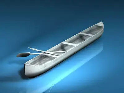 Canoe with paddles 3D model