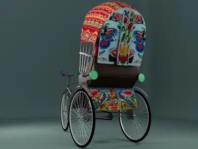 Rickshaw  Low-poly 3D model