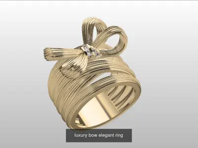 luxury bow elegant earrings and ring collection 3D Model Pack