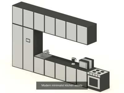 Minimalist low poly home interior assets 3D Model Collection