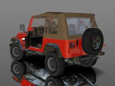 Hunting Adventure Jeep with Interior Lowpoly 3D Model  Low-poly 3D model