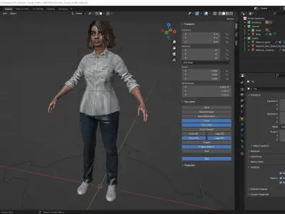 Woman Casual Outfit - Modular - Rigged Low-poly 3D model