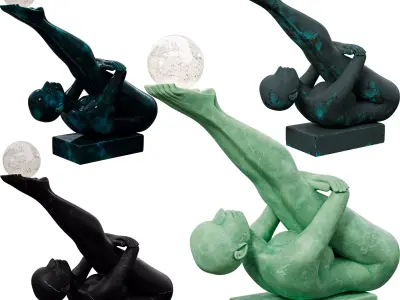 Balancing Human Figure with Light Sphere Low-poly 3D model