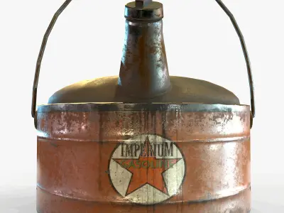 3D Vintage Retro Gas Can Game Ready PBR Textures model Low-poly 3D model