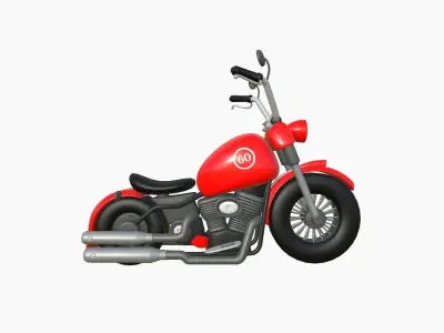 Motorcycle Cartoon A01 Red Racing - Custom Vehicle Design Low-poly 3D model