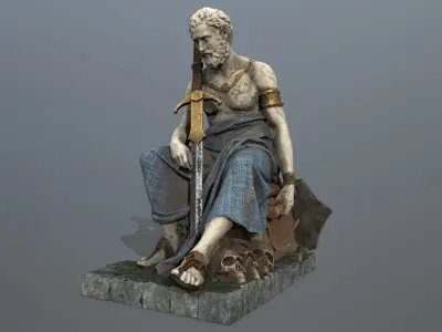 man statue Low-poly 3D model