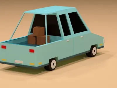 Cartoon Low Poly  Crossover blue Car Low-poly 3D model Low-poly 3D model