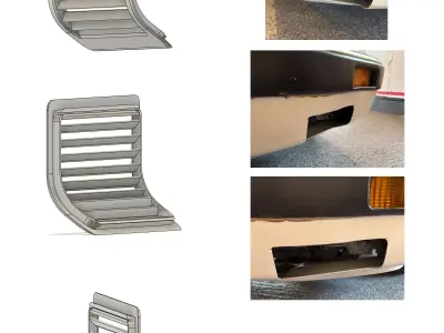 Curved Bumper Ventilation Grill - Auto Tuning  3D STL File 3D print model