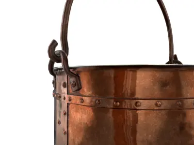 Copper bucket Low-poly 3D model