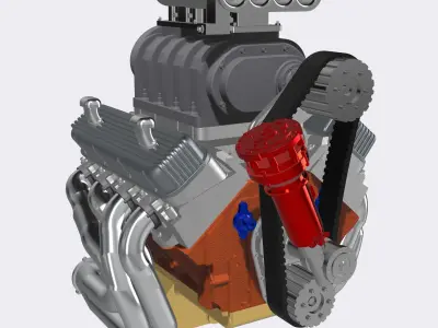 Vintage Blown BBC Drag Engine 3 configs with Options 3D print model